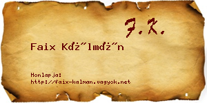 Faix Kálmán névjegykártya